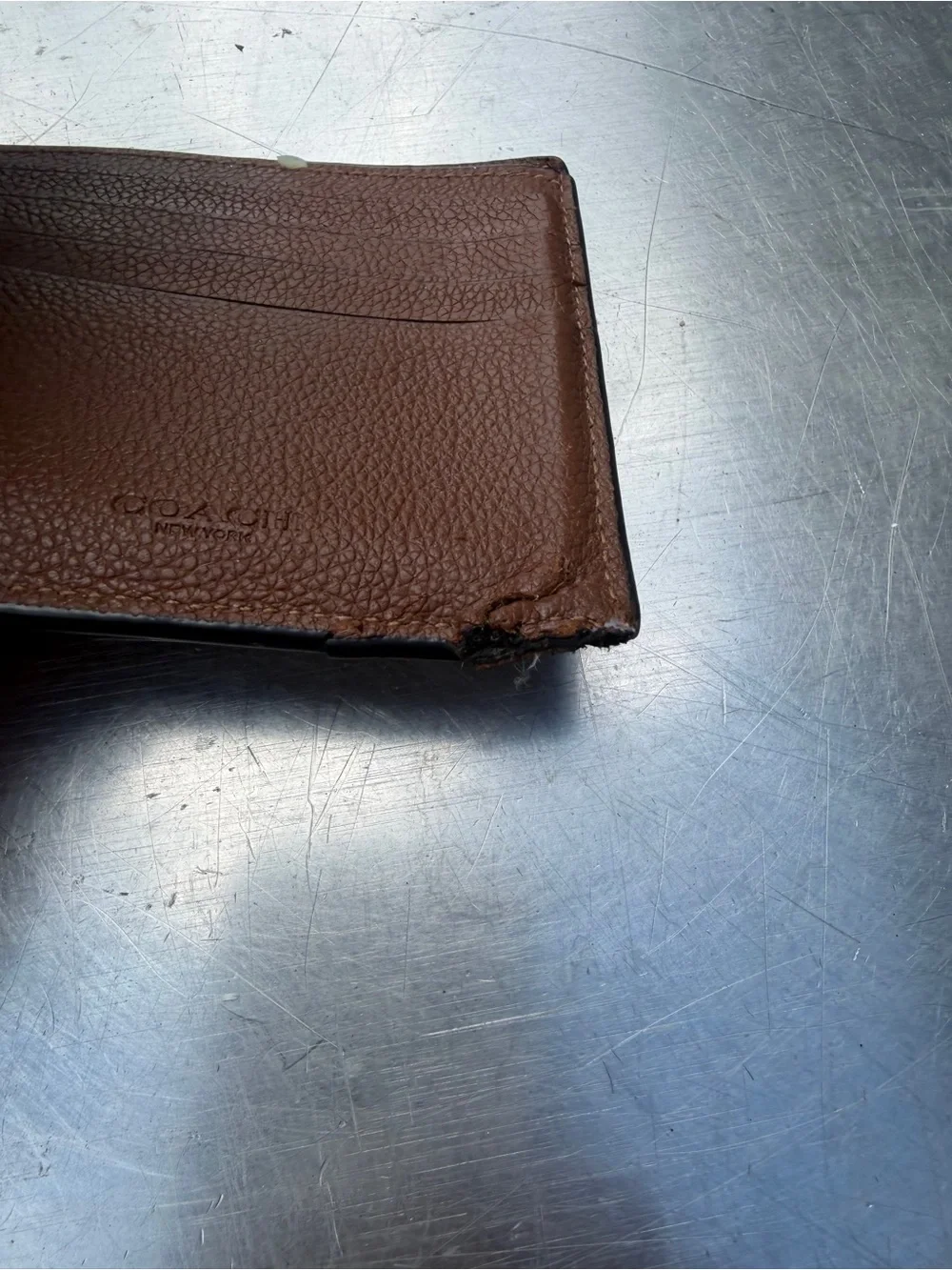 Coach Brown Pebbled Leather Men's Wallet